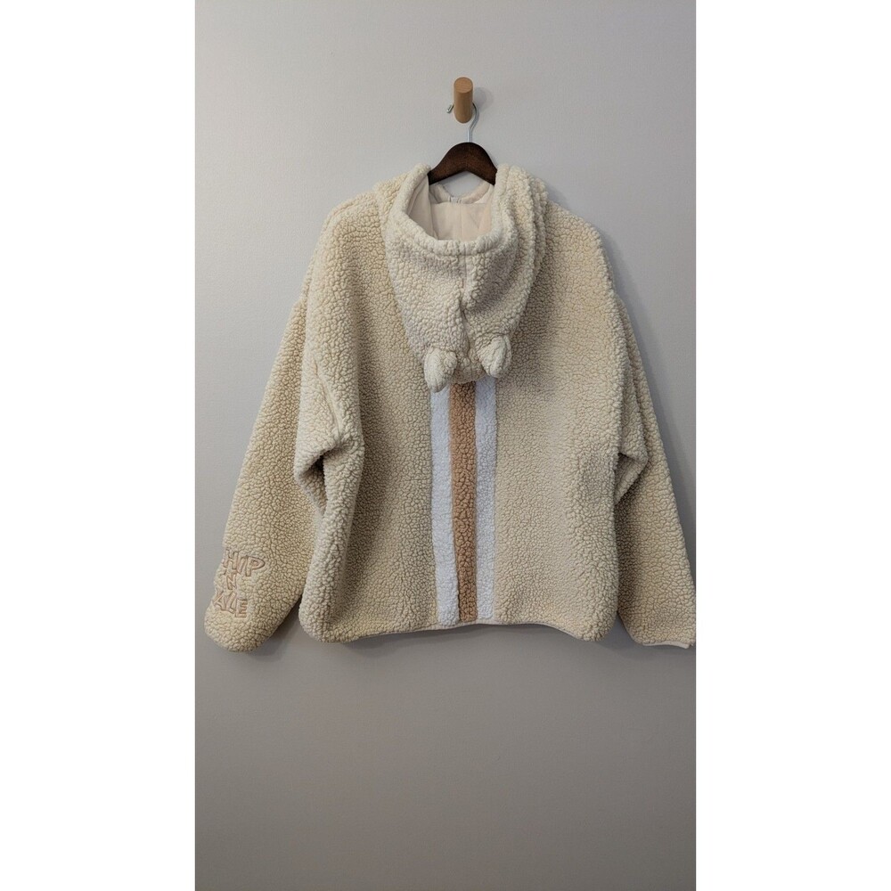 Tokyo Disney Resort Hoodie L Oversized Chip N Dale Ears Sherpa Cream Cozy RARE - Picture 6 of 9